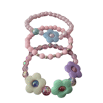 Trio de Pulseiras Infantil com Elástico Colorido