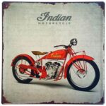 Placa de Metal Decorativa Indian Motorcycle - 30 x 30 cm
