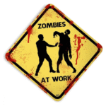 Placa Decorativa Gamer Geek Zombies At Work 32x32cm Yaay