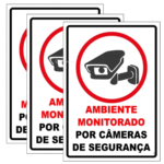 Kit 3 Placas Sinalizadoras Modelo Area Monitorada BOM-7522